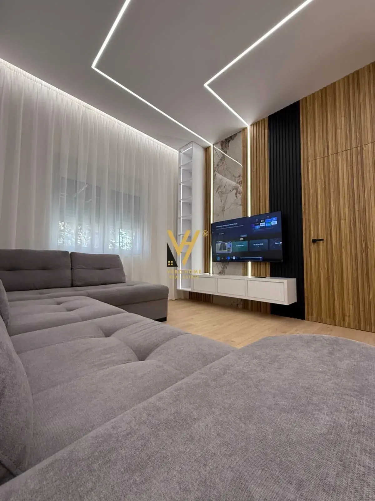 Living room, 1+1 apartment for rent in Myslym Shyri, Tirana