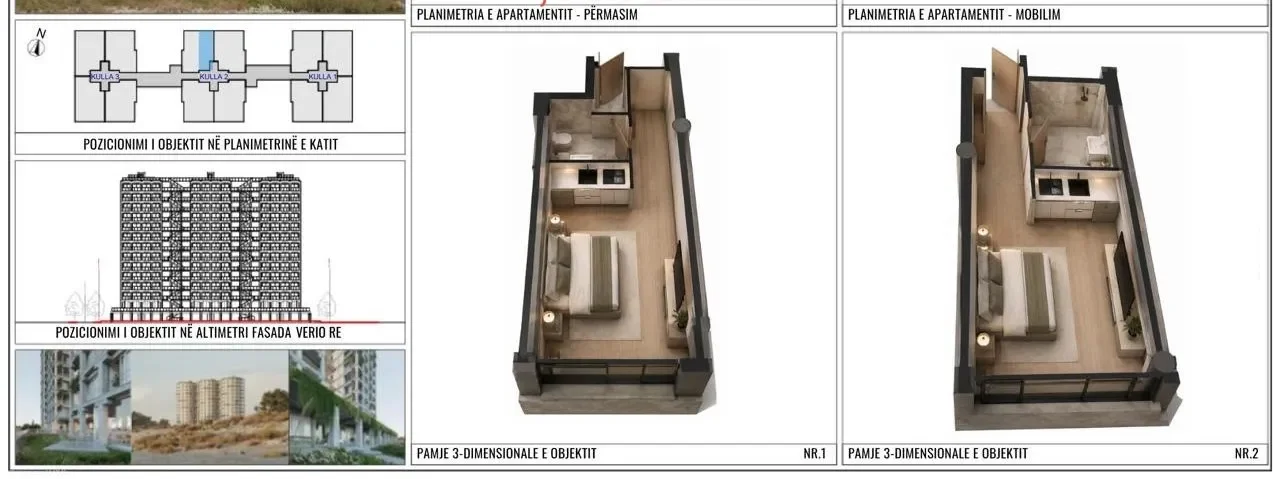 Plan : Appartement 0+1 à Mali i Robit