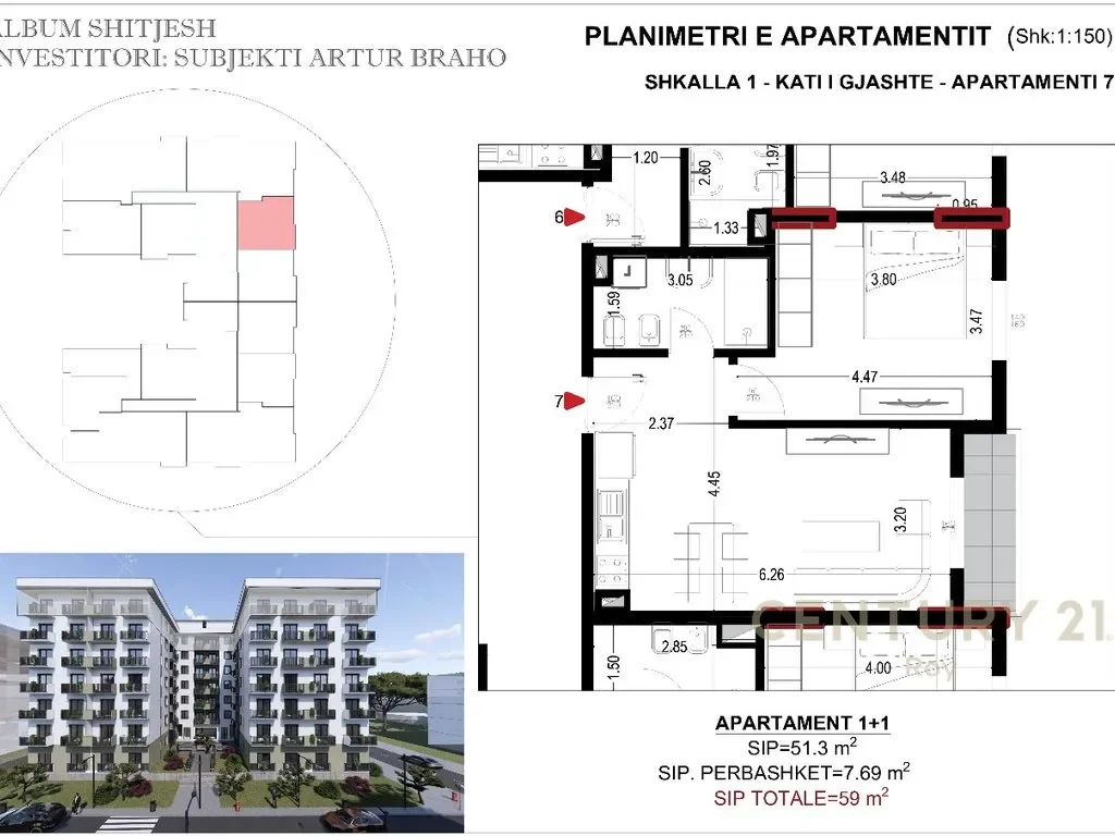 Planimetria: Appartamento 1+1 a Golem