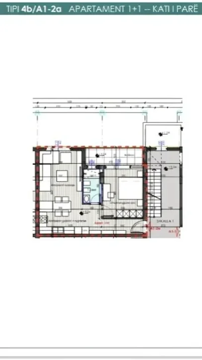 Grundriss: Wohnung 1+1 in Sauk, Tirana