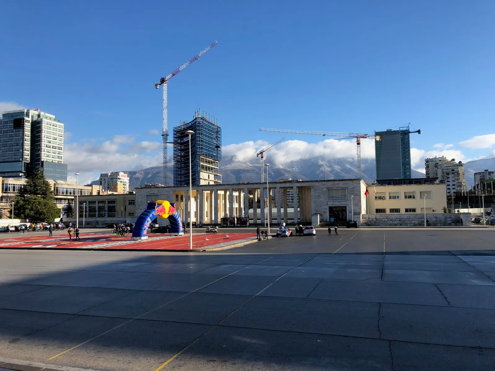 Cranes and towers under construction in central Tirana