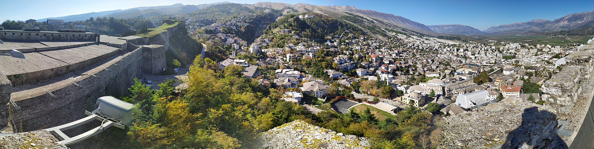 Rooftop panorama view of Gjirokastër castle